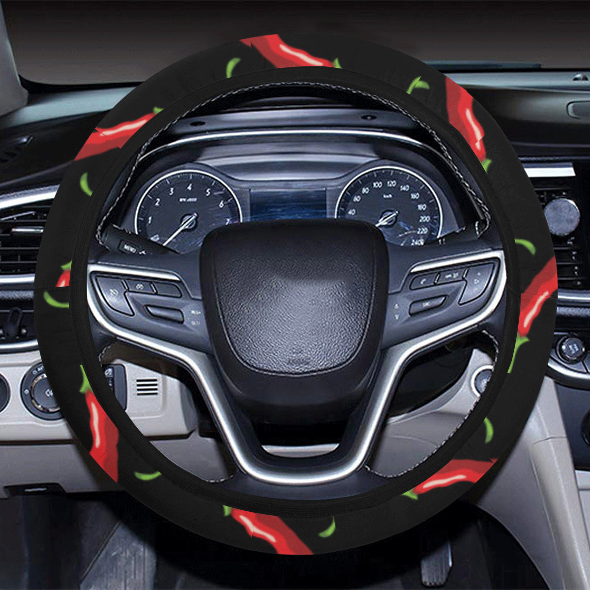 Chilli Pepper Pattern Print Design 01 Steering Wheel Cover with Elastic Edge