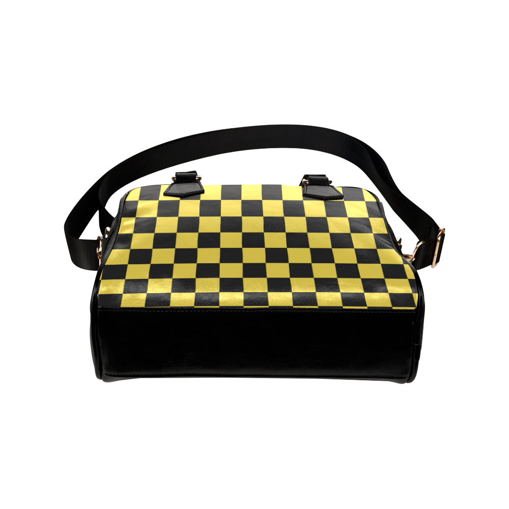 Checkered Yellow Pattern Print Design 03 Shoulder Handbag