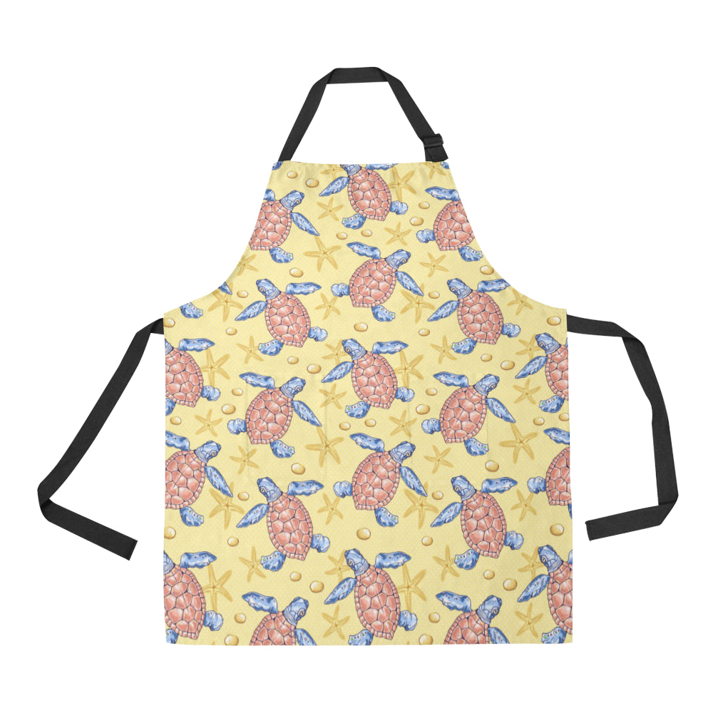 Sea Turtle Pattern Print Design T06 Apron with Pocket