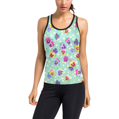Pansy Pattern Print Design PS08 Women's Racerback Tank Top