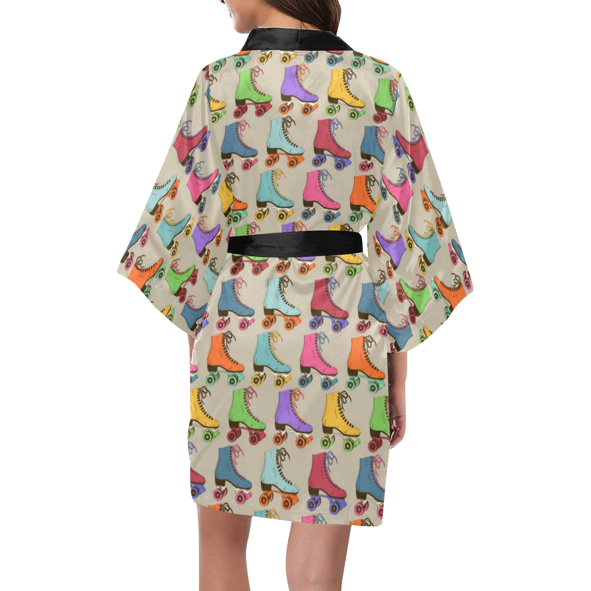 Roller skate Pattern Print Design A01 Women's Short Kimono