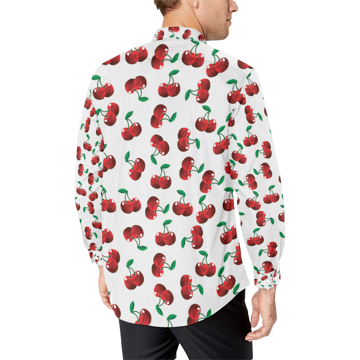 Cherry Pattern Print Design 01 Men's Long Sleeve Shirt