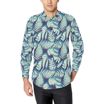 Fern Leave Summer Print Pattern Men's Long Sleeve Shirt