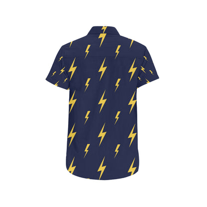 Lightning Thunder Pattern Print Design 03 Men's Short Sleeve Button Up Shirt