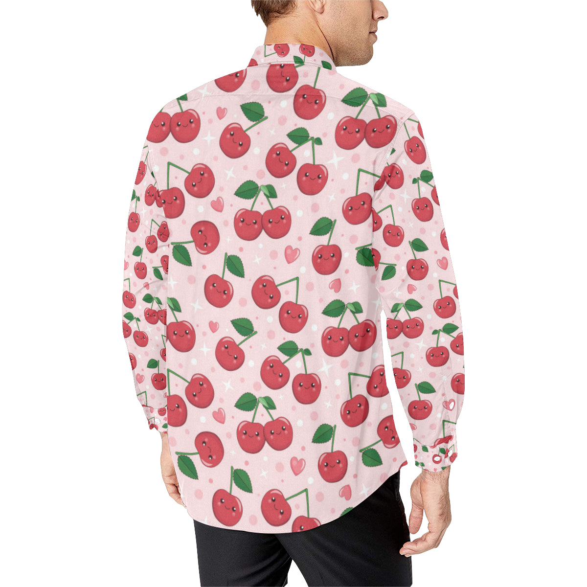 Cherry Pattern Print Design CH02 Men's Long Sleeve Shirt