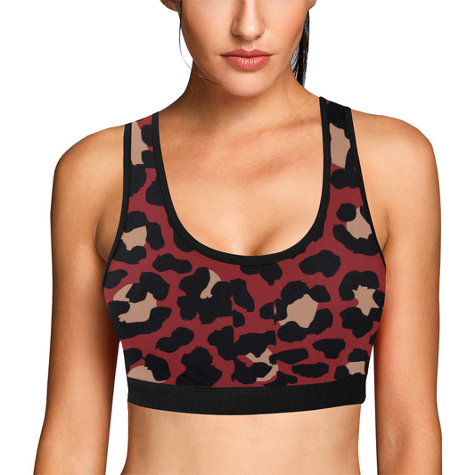 Cheetah Red Print Pattern Sports Bra