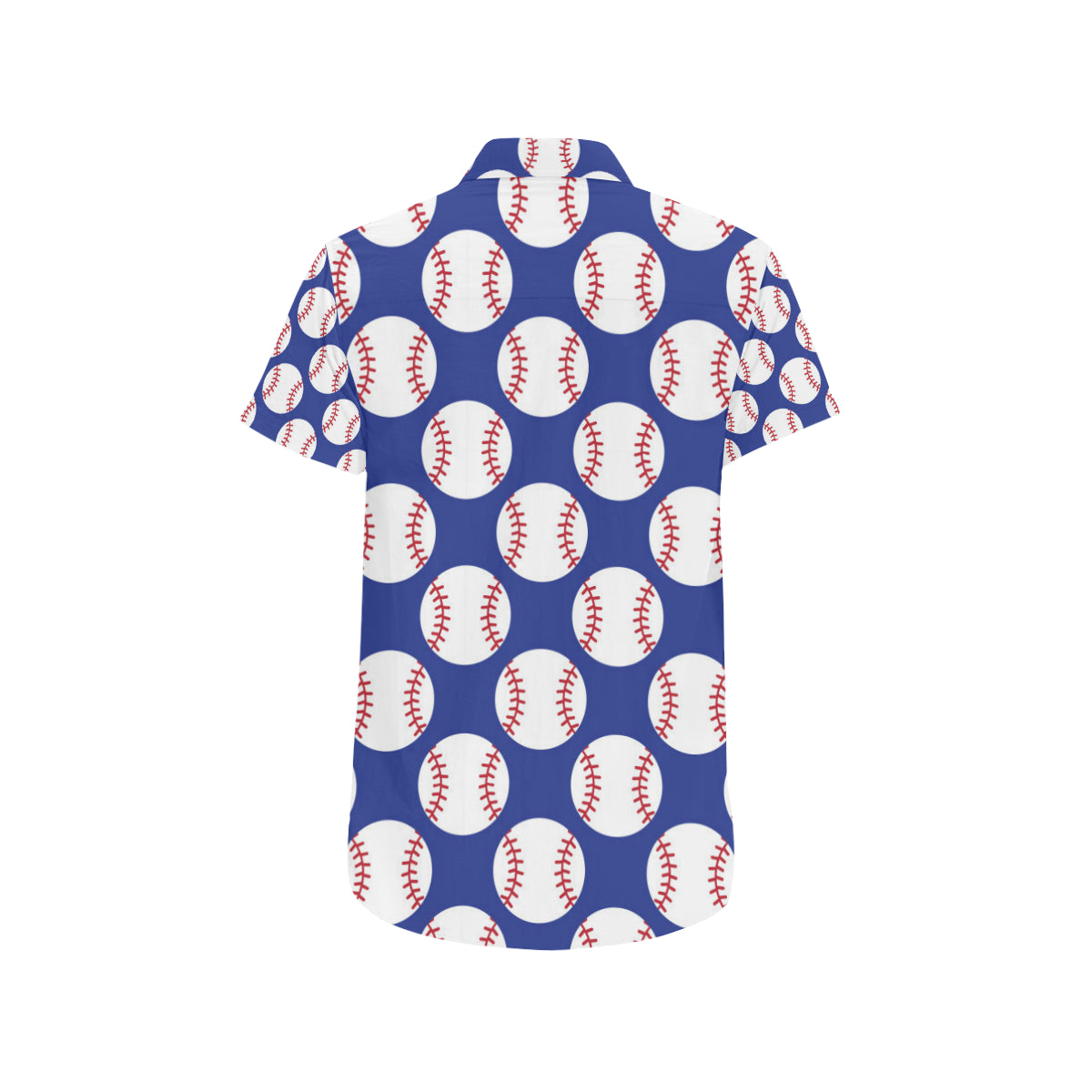Baseball Blue Background Men's Short Sleeve Button Up Shirt