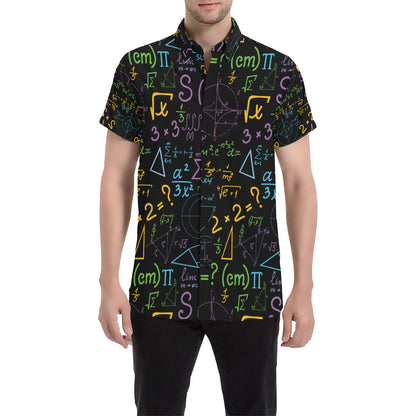 Math Pattern Print Design 03 Men's Short Sleeve Button Up Shirt