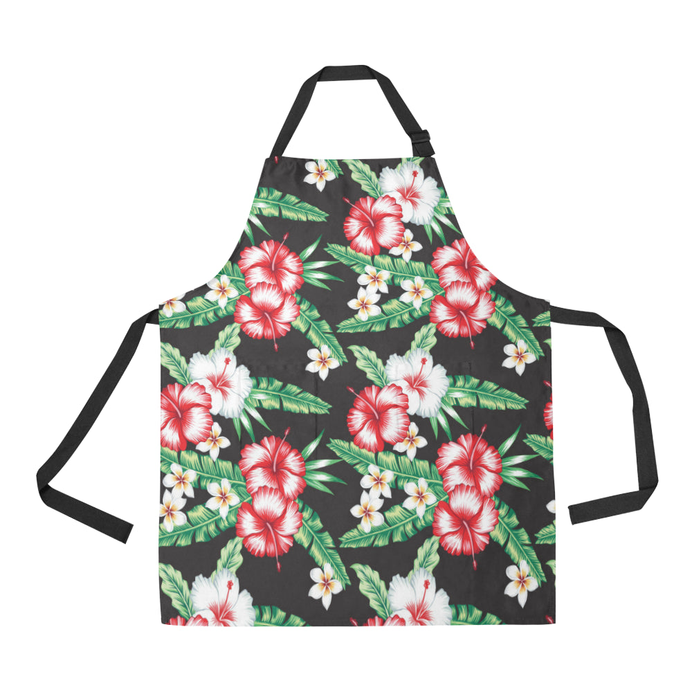 Hawaiian flower tropical leaves Apron with Pocket