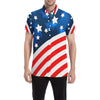 American flag Style Men's Short Sleeve Button Up Shirt