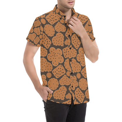Cracker Pattern Print Design 01 Men's Short Sleeve Button Up Shirt