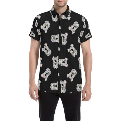 Koala Pattern Print Design 05 Men's Short Sleeve Button Up Shirt