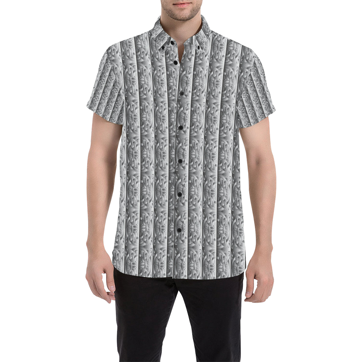 Celtic Pattern Print Design 03 Men's Short Sleeve Button Up Shirt