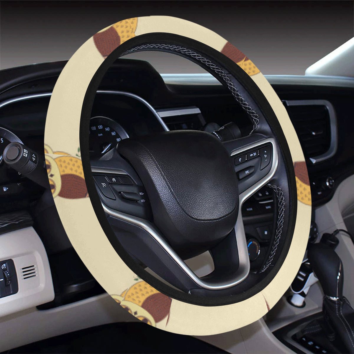 Owl Pattern Print Design A07 Steering Wheel Cover with Elastic Edge