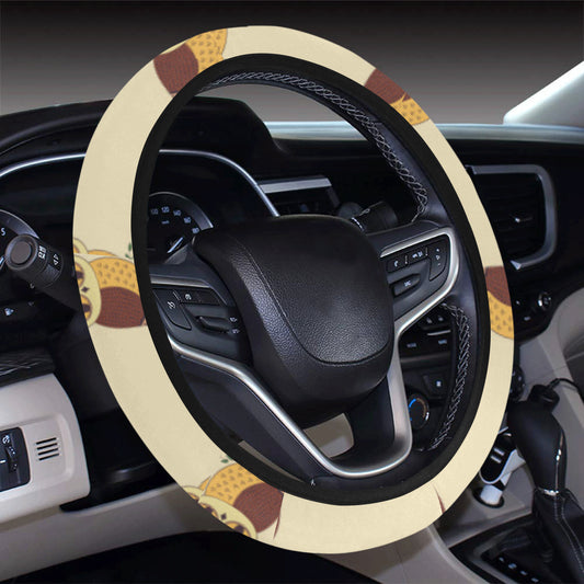 Owl Pattern Print Design A07 Steering Wheel Cover with Elastic Edge