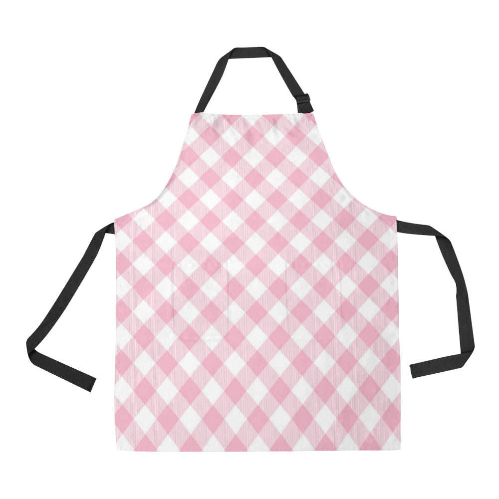 Gingham Pink Pattern Print Design 02 Apron with Pocket