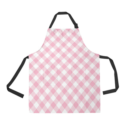 Gingham Pink Pattern Print Design 02 Apron with Pocket