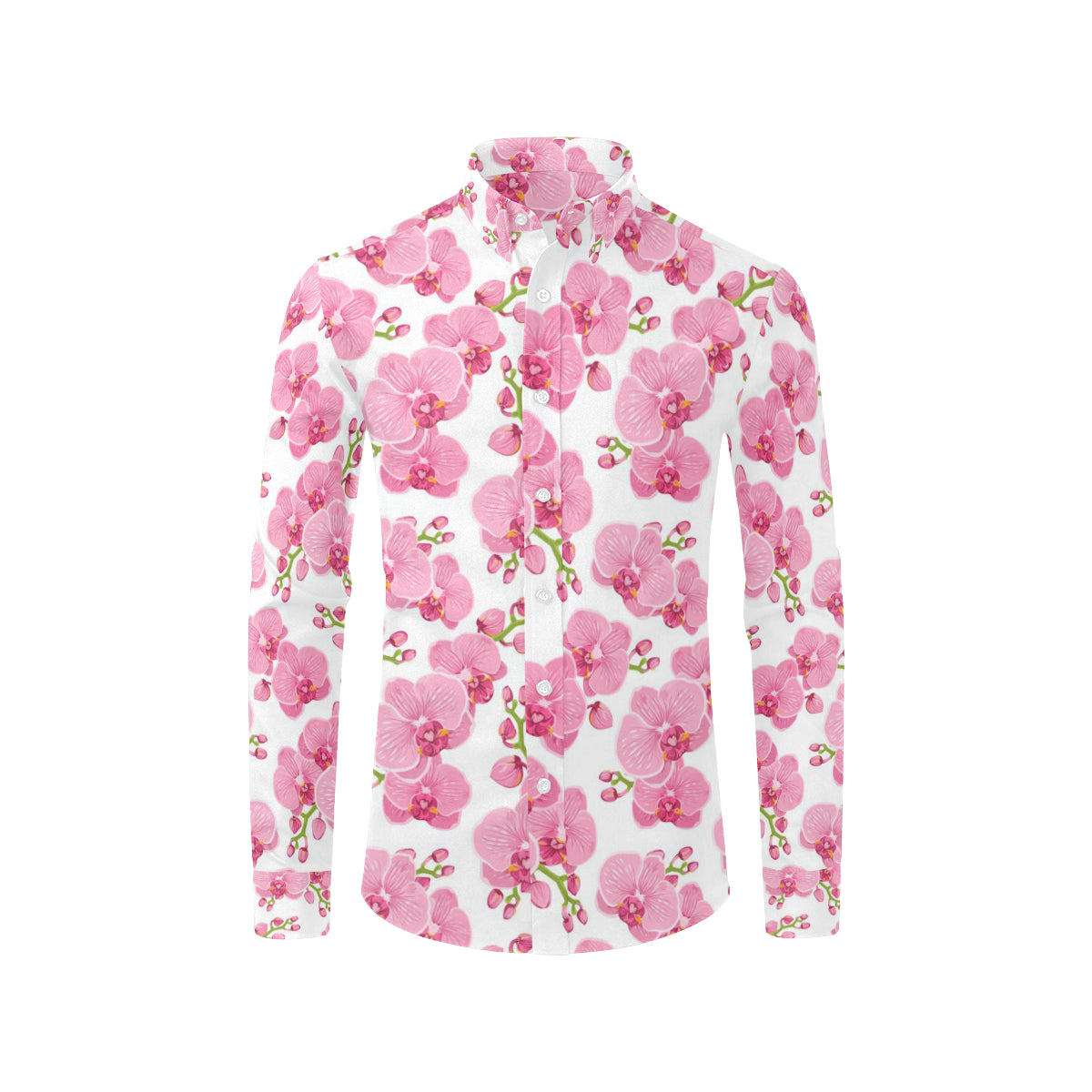 Orchid Pink Pattern Print Design OR07 Men's Long Sleeve Shirt