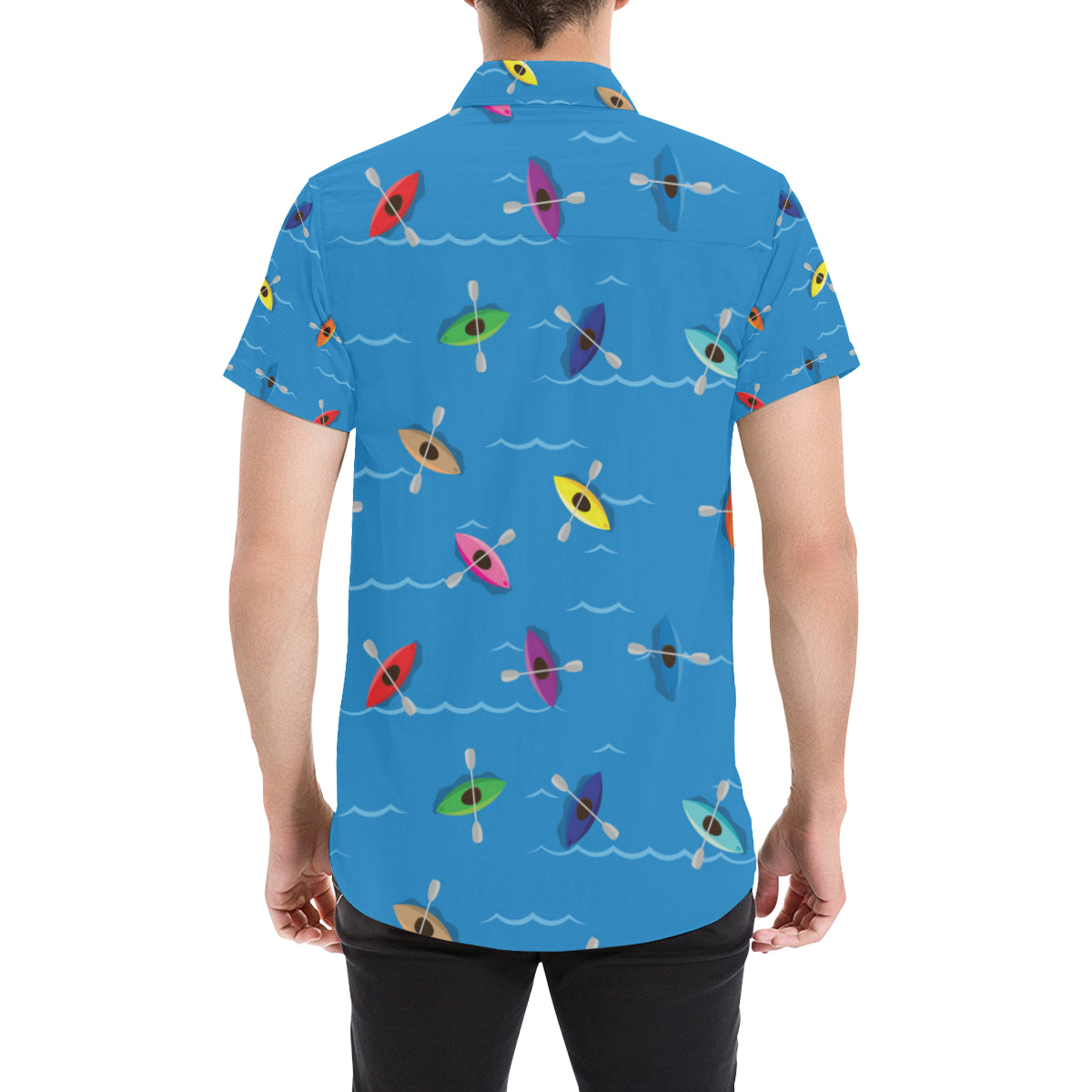 Kayak Pattern Print Design 03 Men's Short Sleeve Button Up Shirt