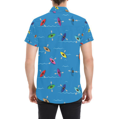 Kayak Pattern Print Design 03 Men's Short Sleeve Button Up Shirt