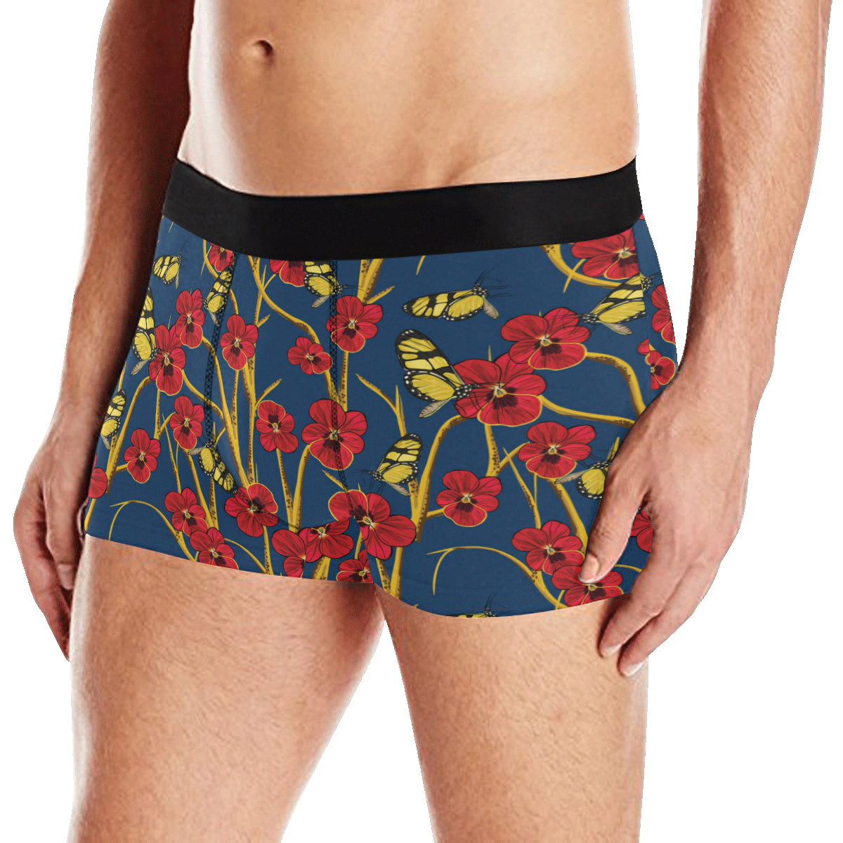 Pansy Pattern Print Design A01 Men's Boxer Briefs