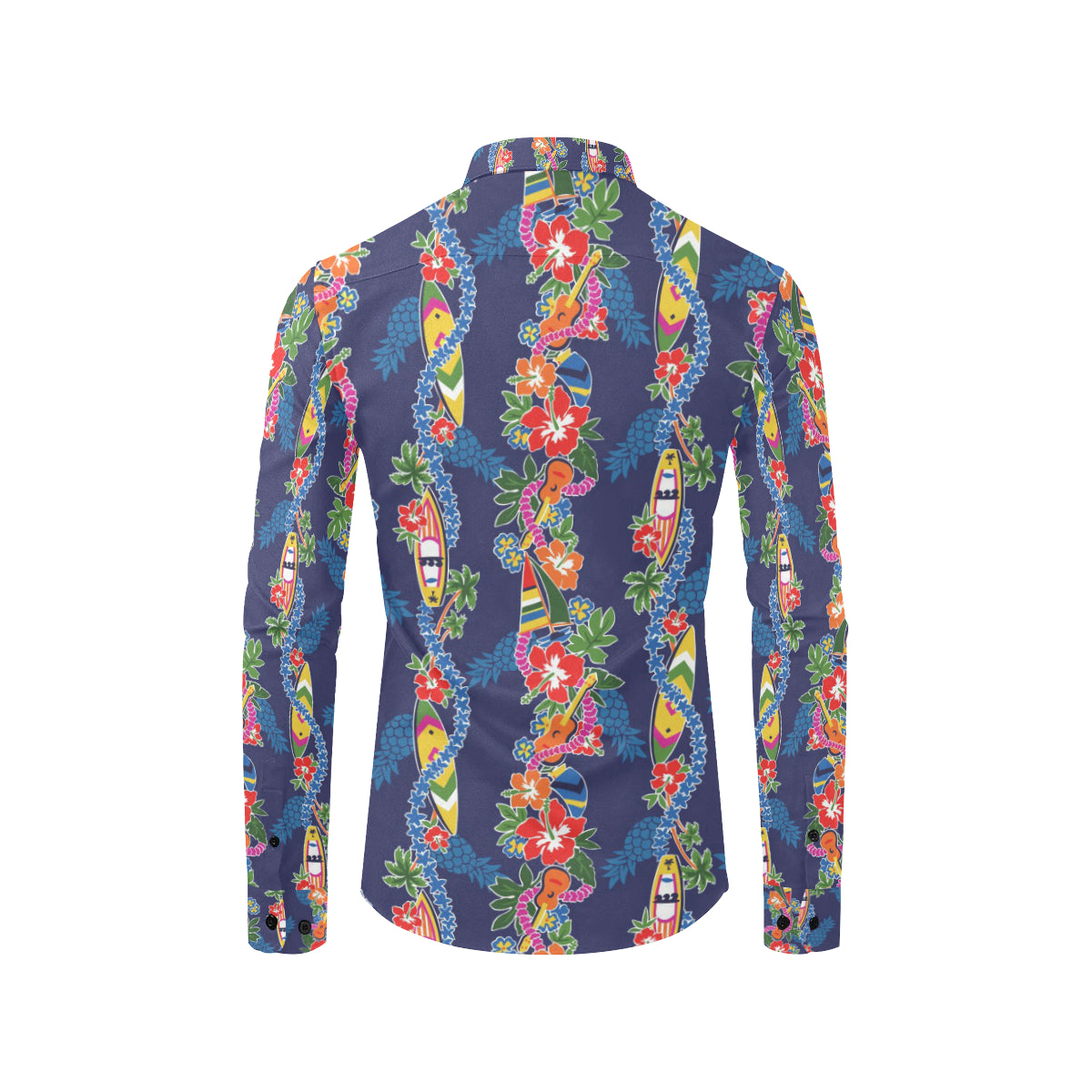 Hawaiian Themed Pattern Print Design H04 Men's Long Sleeve Shirt