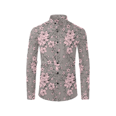 Cherry Blossom Pattern Print Design CB05 Men's Long Sleeve Shirt