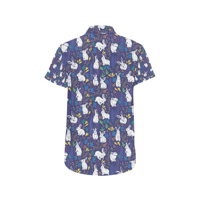 Bunny Pattern Print Design 01 Men's Short Sleeve Button Up Shirt