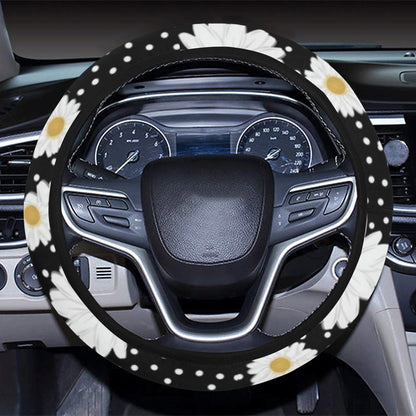 Daisy Pattern Print Design DS02 Steering Wheel Cover with Elastic Edge