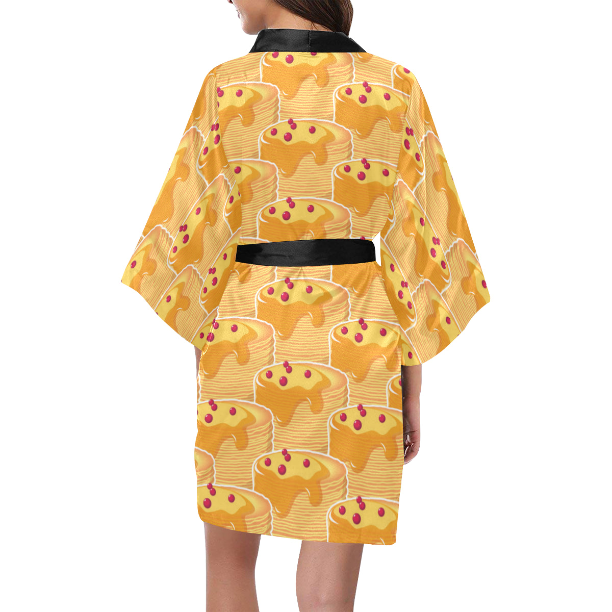 Pancake Pattern Print Design A04 Women's Short Kimono