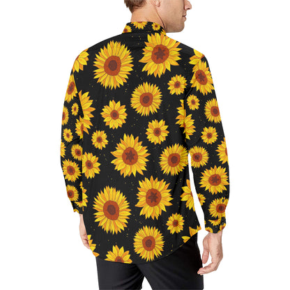 Sunflower Pattern Print Design SF09 Men's Long Sleeve Shirt
