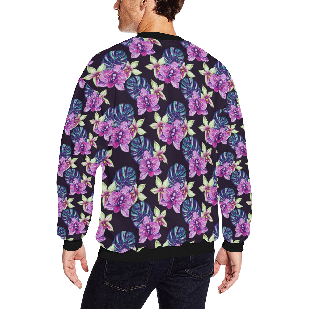Orchid Pattern Print Design OR010 Men Long Sleeve Sweatshirt