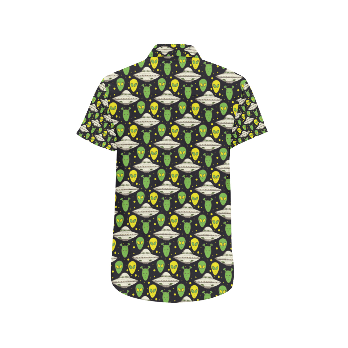 Alien UFO Pattern Men's Short Sleeve Button Up Shirt