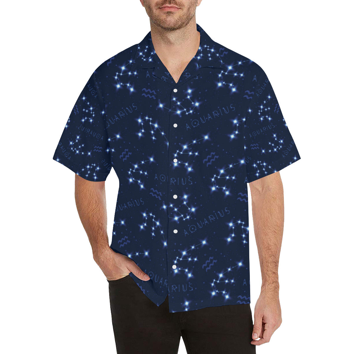 Aquarius Zodiac Pattern Print Design 02 Men's Hawaiian Shirt