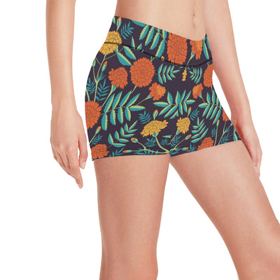 Marigold Pattern Print Design MR01 Yoga Shorts