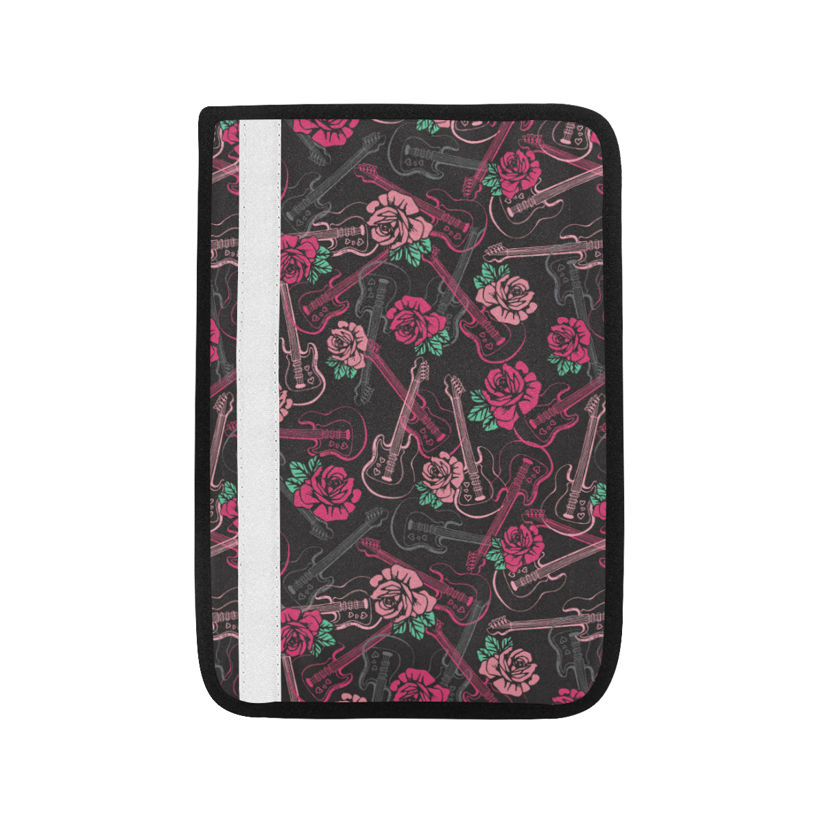 Bass Guitar Pink Rose Pattern Print Design 01 Car Seat Belt Cover