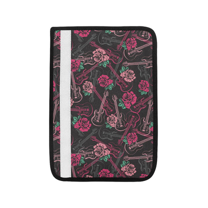 Bass Guitar Pink Rose Pattern Print Design 01 Car Seat Belt Cover