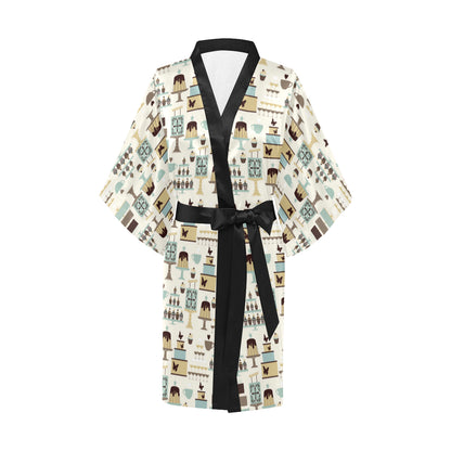 Cake Pattern Print Design 02 Women's Short Kimono