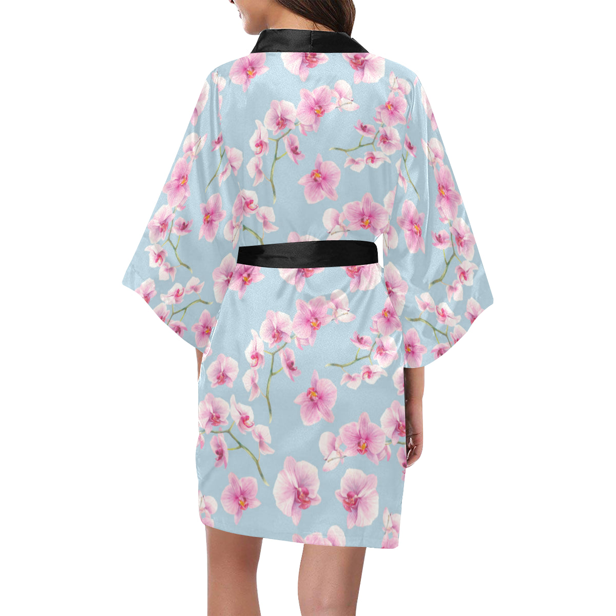 Orchid Pattern Print Design A01 Women's Short Kimono