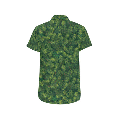 Christmas Tree Pattern Print Design 02 Men's Short Sleeve Button Up Shirt