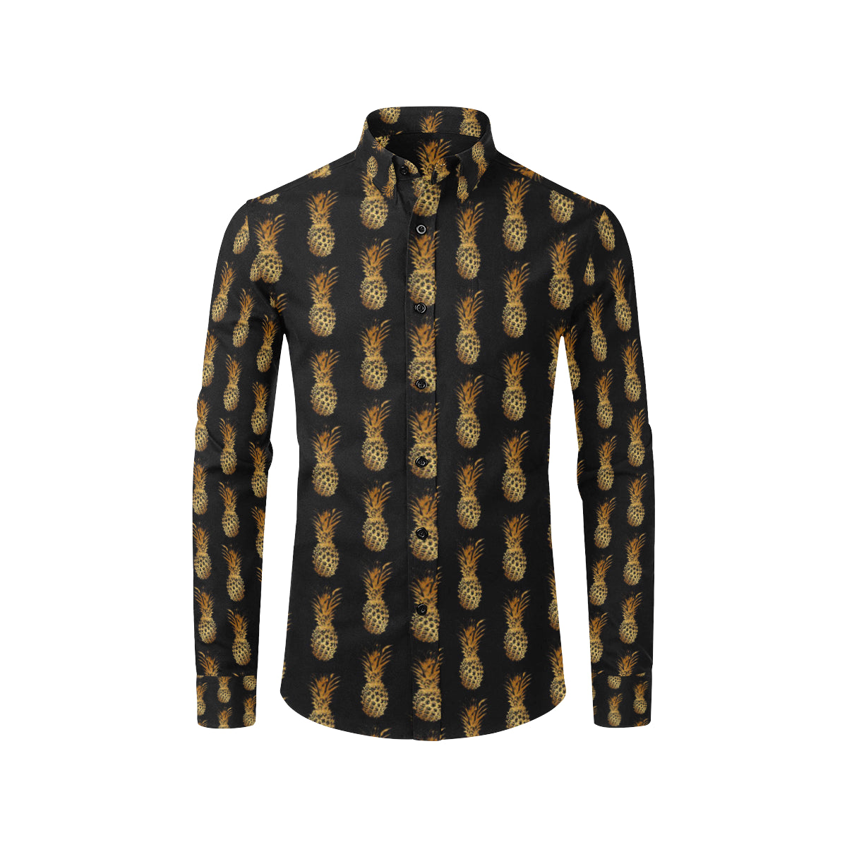 Pineapple Pattern Print Design A02 Men's Long Sleeve Shirt