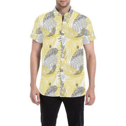 Palm Leaves Pattern Print Design PL012 Men's Short Sleeve Button Up Shirt