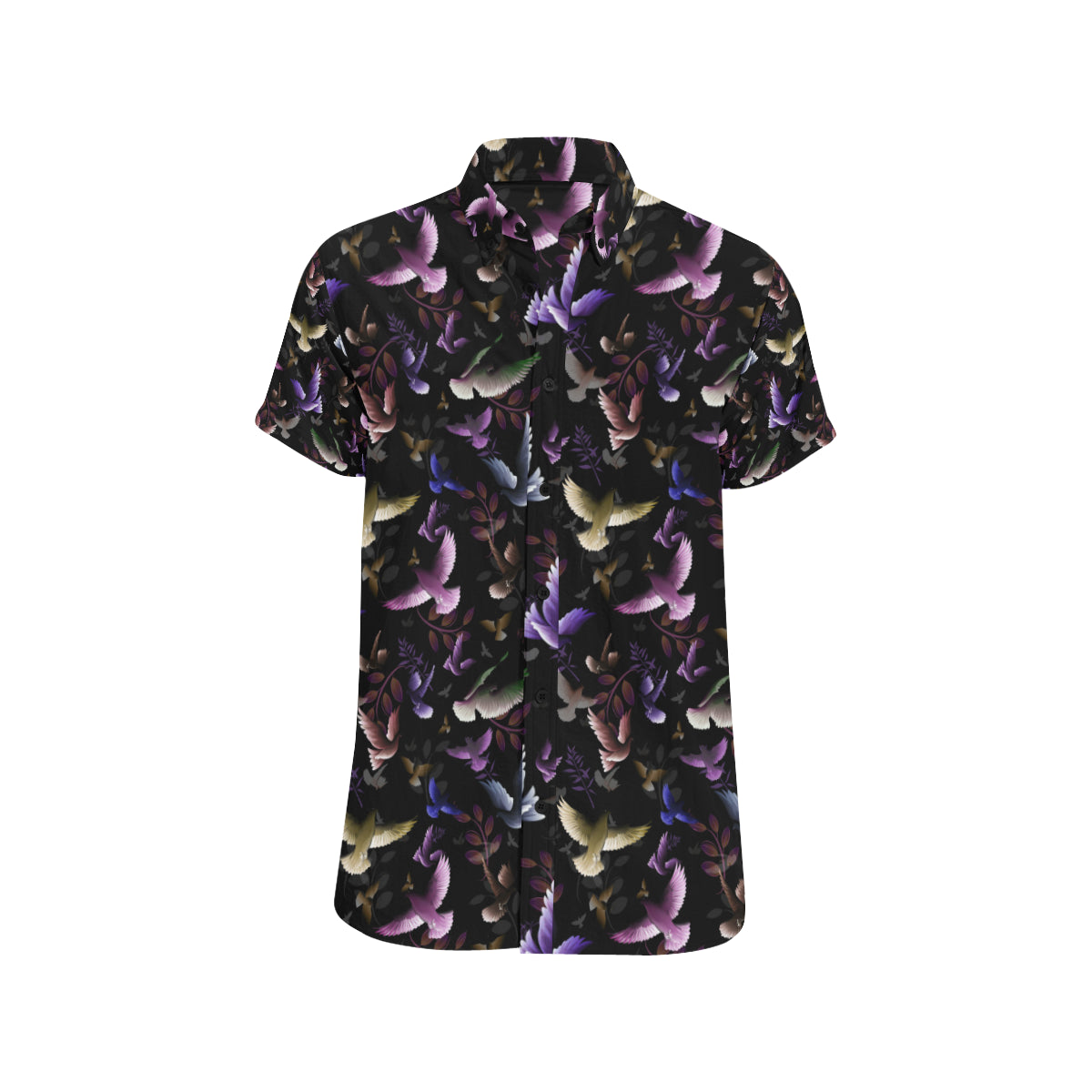 Pigeon Pattern Print Design 01 Men's Short Sleeve Button Up Shirt