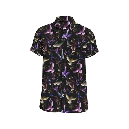Pigeon Pattern Print Design 01 Men's Short Sleeve Button Up Shirt
