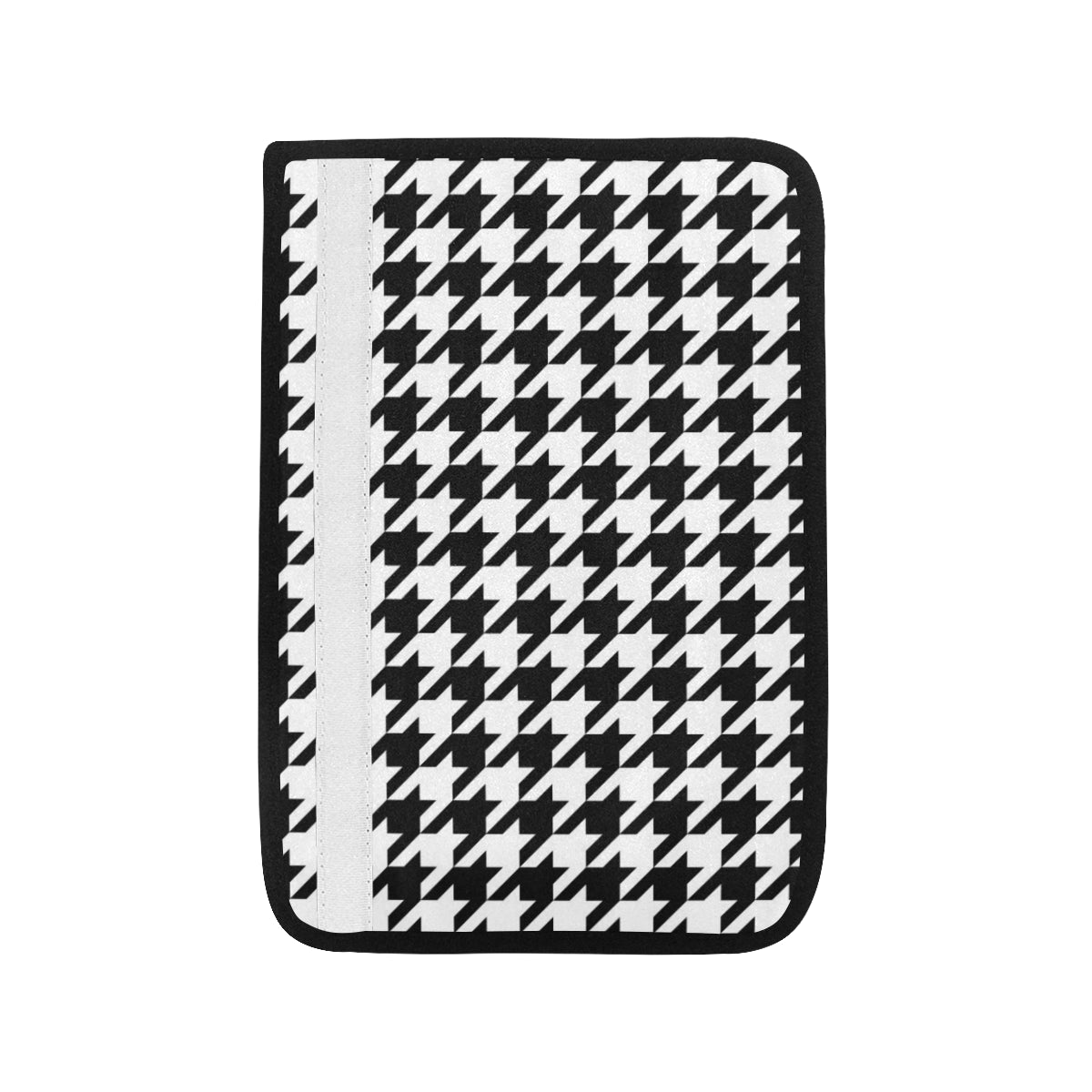 Houndstooth Black White  Pattern Print Design 05 Car Seat Belt Cover