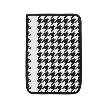 Houndstooth Black White  Pattern Print Design 05 Car Seat Belt Cover