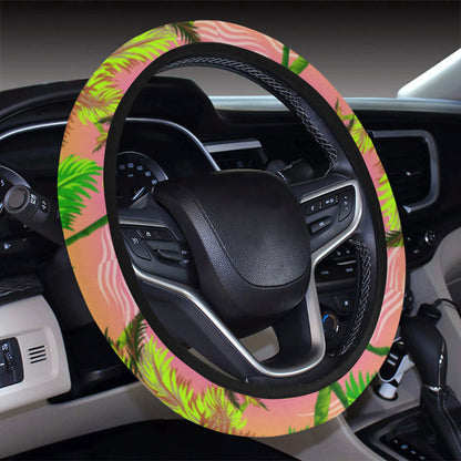 Palm Tree Rainbow Pattern Steering Wheel Cover with Elastic Edge