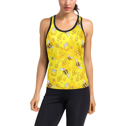 Bee Pattern Print Design BEE01 Women's Racerback Tank Top