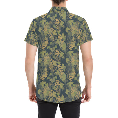 Camouflage Tropical Pattern Print Design 04 Men's Short Sleeve Button Up Shirt