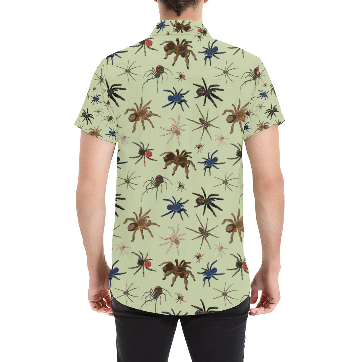 Tarantula Pattern Print Design 02 Men's Short Sleeve Button Up Shirt